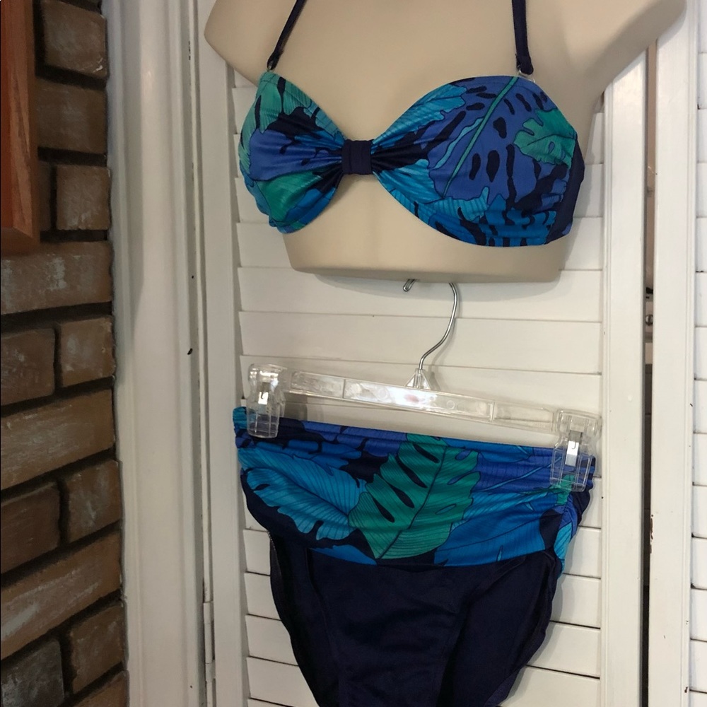 2 Piece Blue Floral Swimsuit Size 8